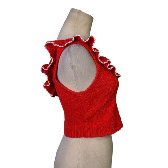 Urban Outfitters Orange Molly Ruffle One Shoulder Crop top Size Small - Picture 6 of 16